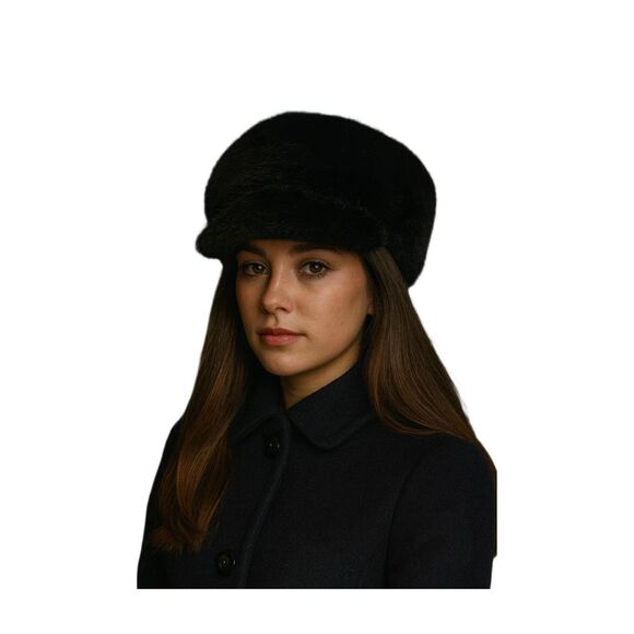 Vintage 1960’s Mod paperboy style faux fur cap. - Picture 1 of 8